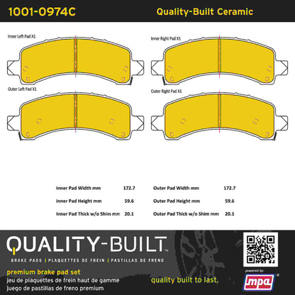 Quality-Built Quality-Built Premium Ceramic Brake Pads w/ Hardware 1001-0974C