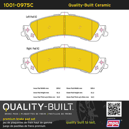 Quality-Built Quality-Built Premium Ceramic Brake Pads w/ Hardware 1001-0975C