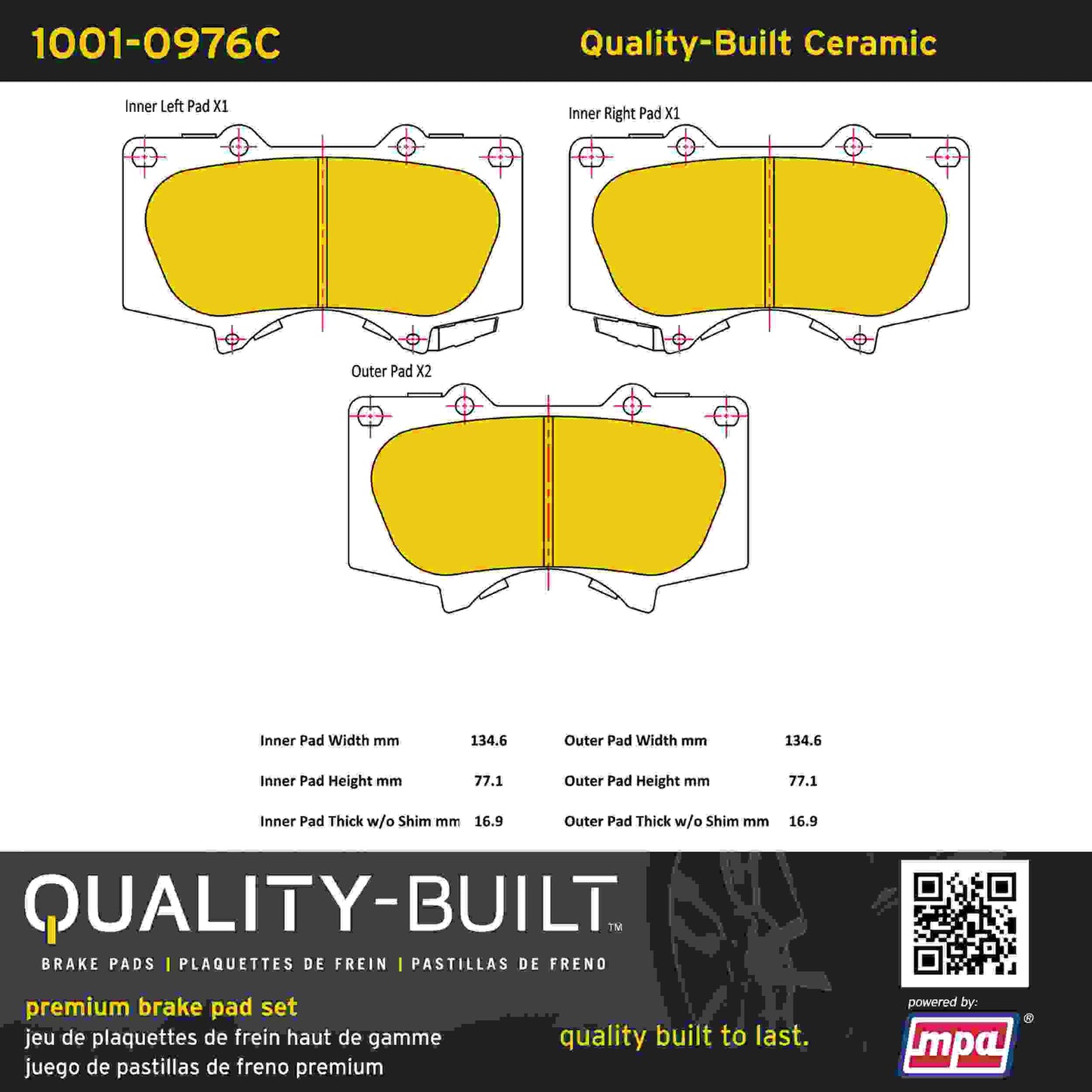 Quality-Built Quality-Built Premium Ceramic Brake Pads w/ Hardware 1001-0976C