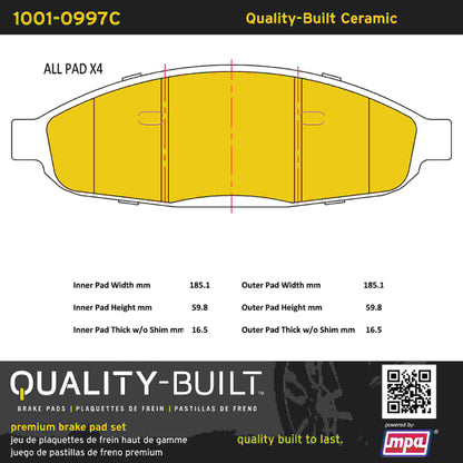 Quality-Built Quality-Built Premium Ceramic Brake Pads w/ Hardware 1001-0997C
