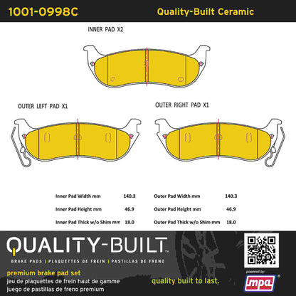 Quality-Built Quality-Built Premium Ceramic Brake Pads w/ Hardware 1001-0998C