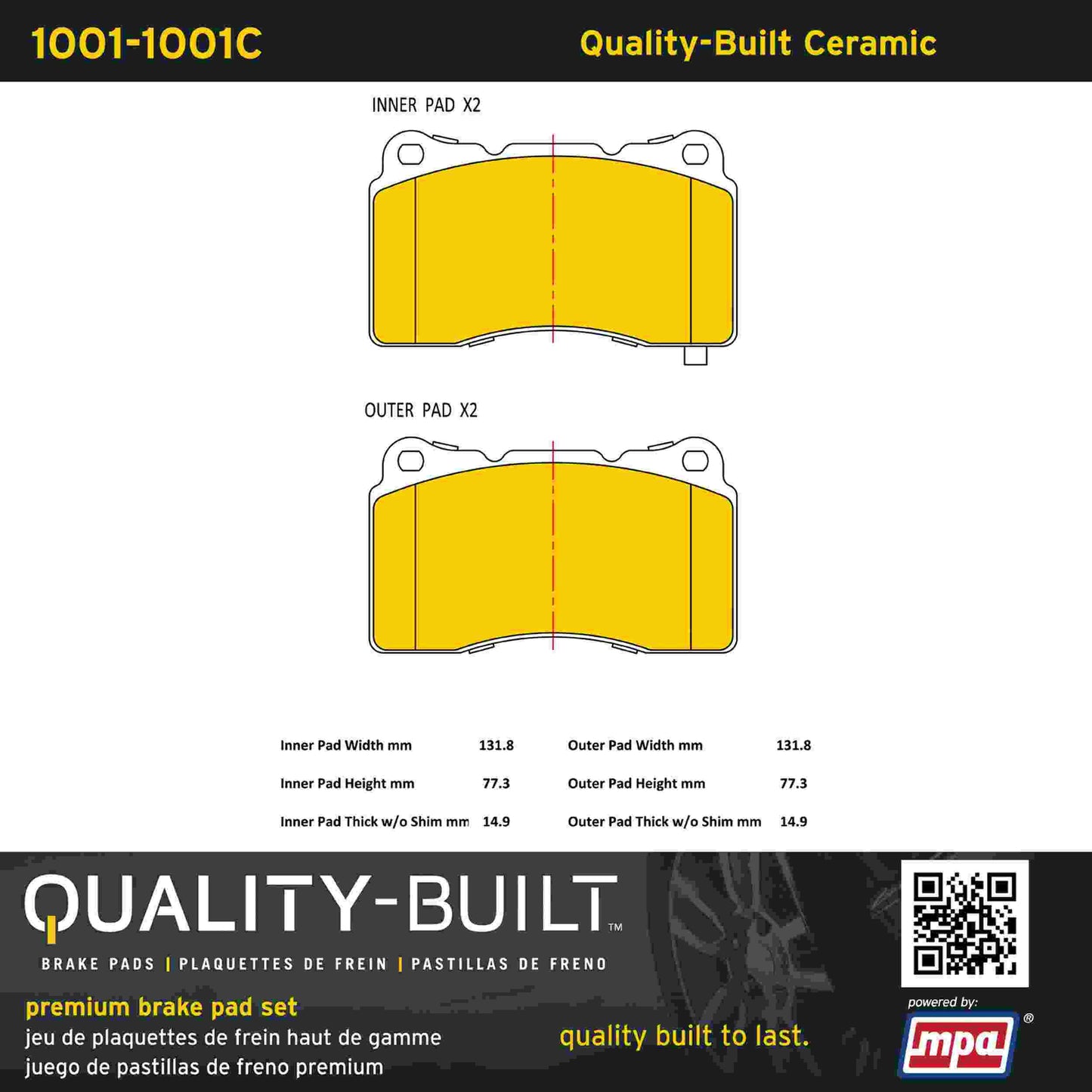 Quality-Built Quality-Built Premium Ceramic Brake Pads 1001-1001C