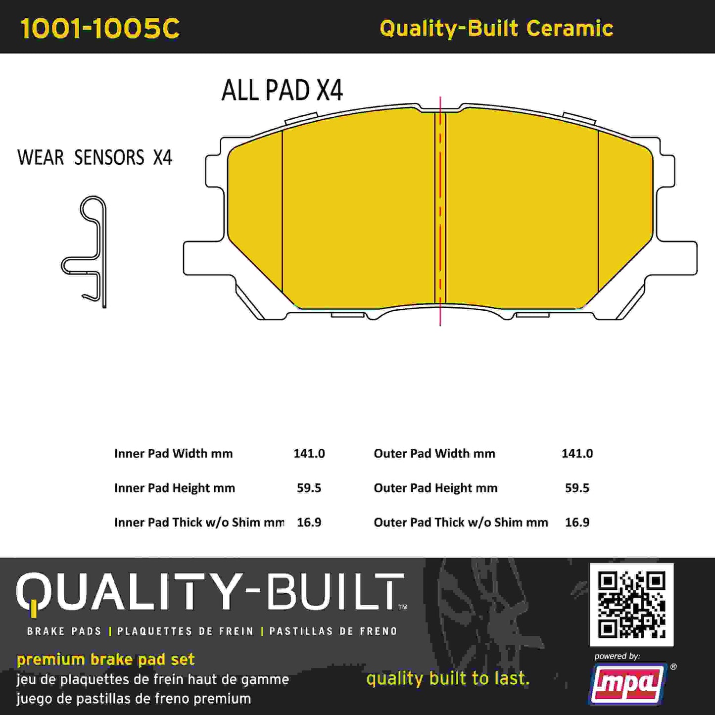 Quality-Built Quality-Built Premium Ceramic Brake Pads w/ Hardware 1001-1005C