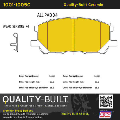 Quality-Built Quality-Built Premium Ceramic Brake Pads w/ Hardware 1001-1005C