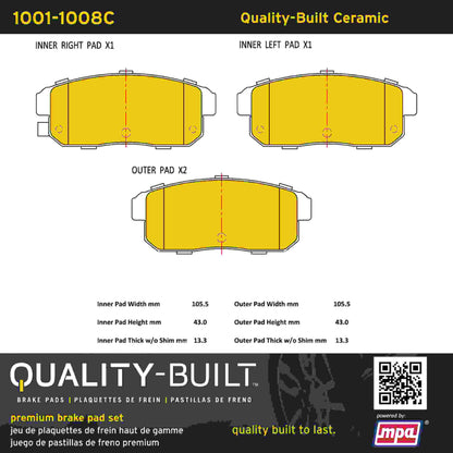 Quality-Built Quality-Built Premium Ceramic Brake Pads w/ Hardware 1001-1008C