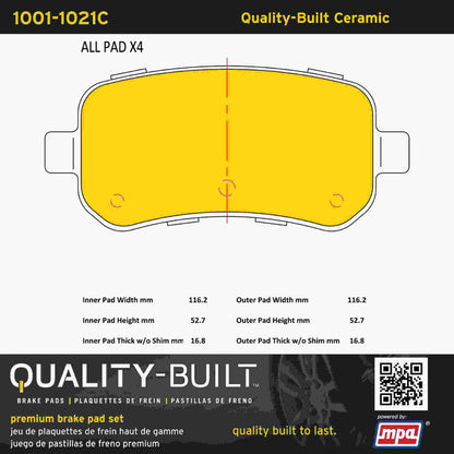 Quality-Built Quality-Built Premium Ceramic Brake Pads w/ Hardware 1001-1021C