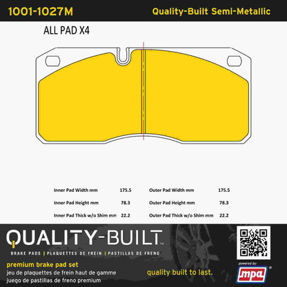 Quality-Built Quality-Built Premium Semi-Metallic Brake Pads 1001-1027M