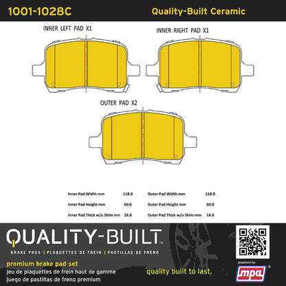 Quality-Built Quality-Built Premium Ceramic Brake Pads w/ Hardware 1001-1028C