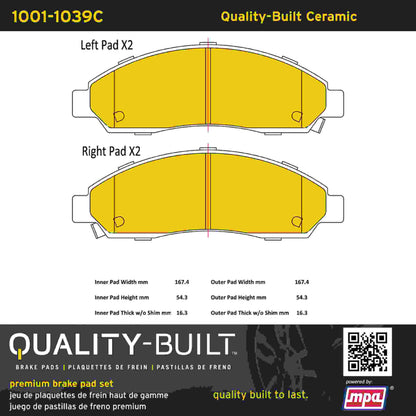 Quality-Built Quality-Built Premium Ceramic Brake Pads w/ Hardware 1001-1039C