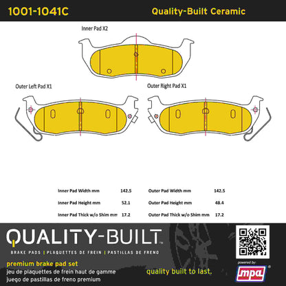 Quality-Built Quality-Built Premium Ceramic Brake Pads w/ Hardware 1001-1041C