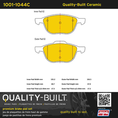 Quality-Built Quality-Built Premium Ceramic Brake Pads w/ Hardware 1001-1044C