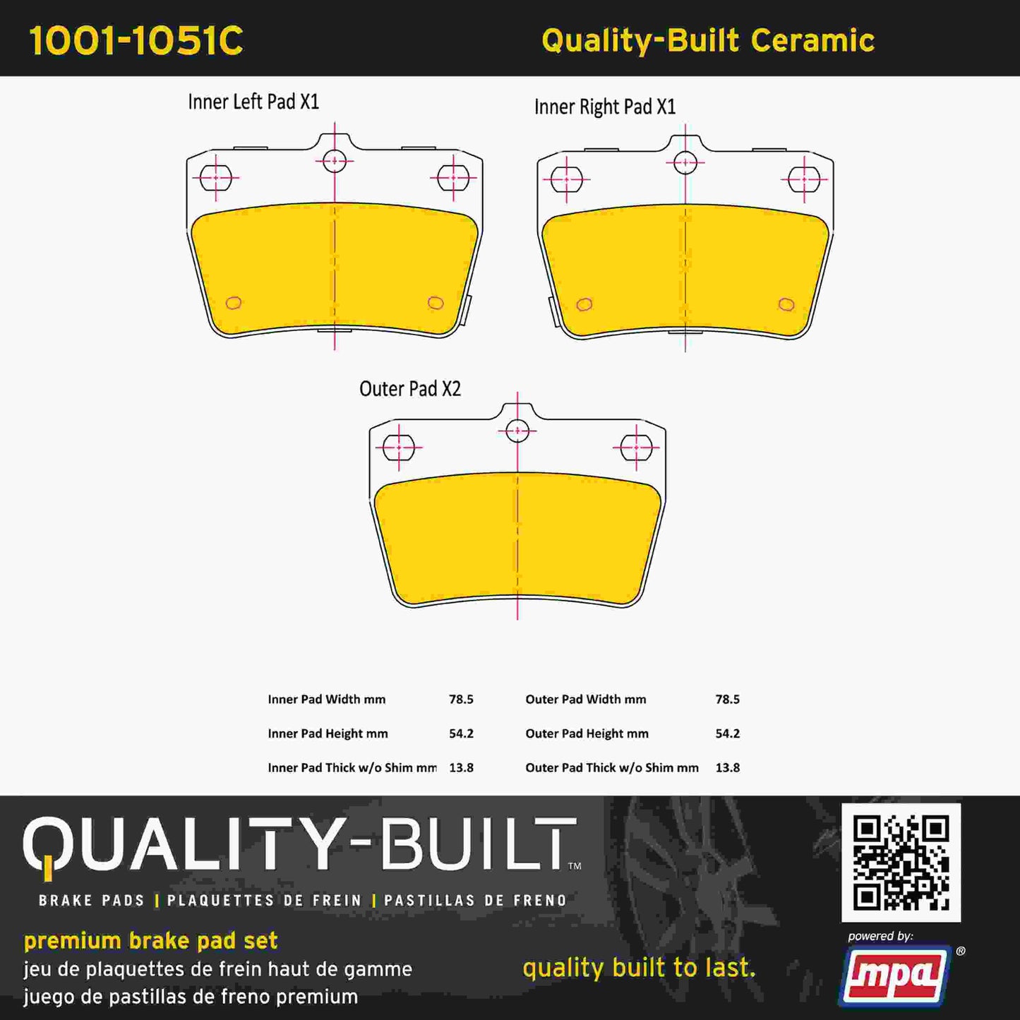 Quality-Built Quality-Built Premium Ceramic Brake Pads w/ Hardware 1001-1051C
