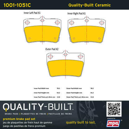 Quality-Built Quality-Built Premium Ceramic Brake Pads w/ Hardware 1001-1051C
