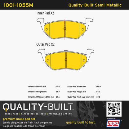 Quality-Built Quality-Built Premium Semi-Metallic Brake Pads 1001-1055M