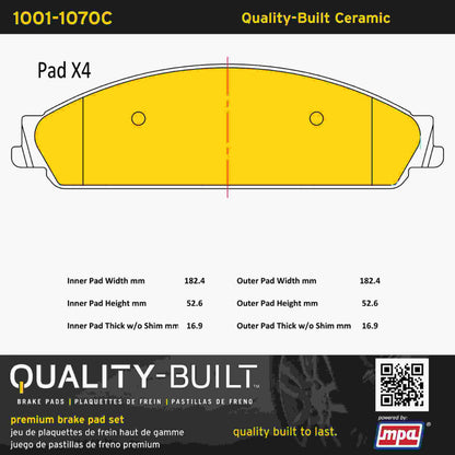 Quality-Built Quality-Built Premium Ceramic Brake Pads w/ Hardware 1001-1070C
