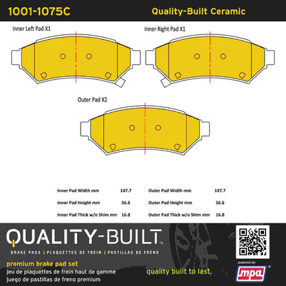 Quality-Built Quality-Built Premium Ceramic Brake Pads w/ Hardware 1001-1075C