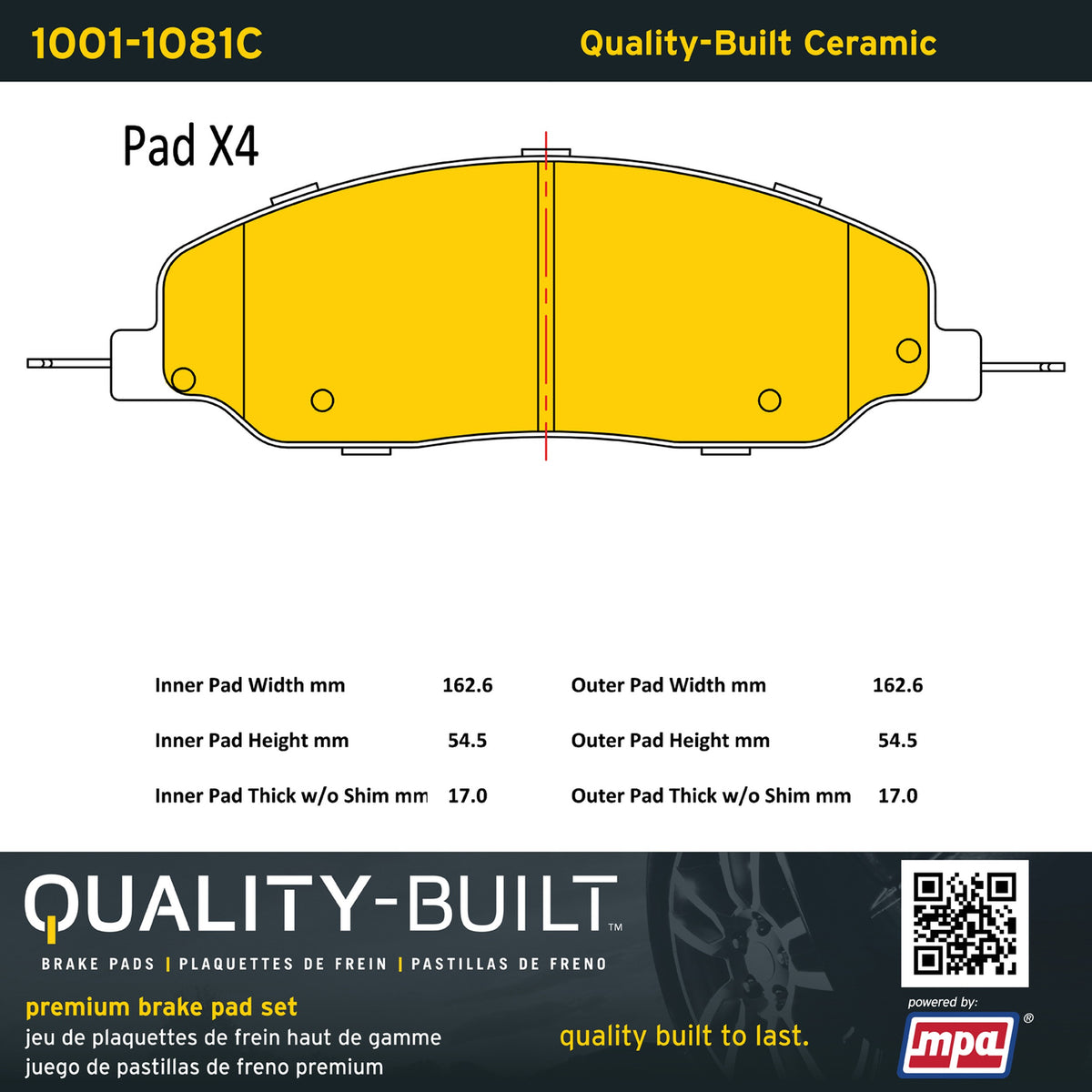 Quality-Built Quality-Built Premium Ceramic Brake Pads w/ Hardware 1001-1081C