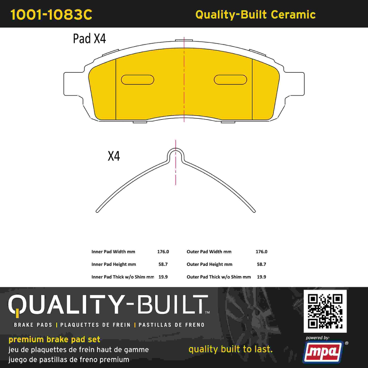 Quality-Built Quality-Built Premium Ceramic Brake Pads w/ Hardware 1001-1083C