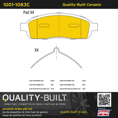 Quality-Built Quality-Built Premium Ceramic Brake Pads w/ Hardware 1001-1083C