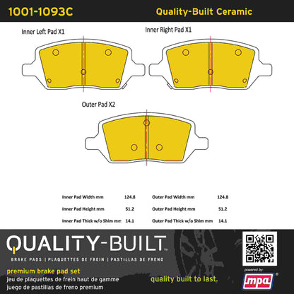 Quality-Built Quality-Built Premium Ceramic Brake Pads w/ Hardware 1001-1093C