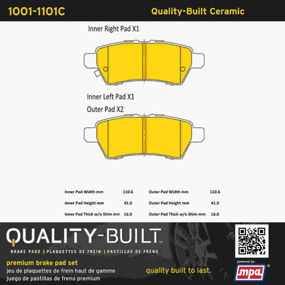 Quality-Built Quality-Built Premium Ceramic Brake Pads w/ Hardware 1001-1101C