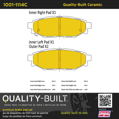 Quality-Built Quality-Built Premium Ceramic Brake Pads w/ Hardware 1001-1114C