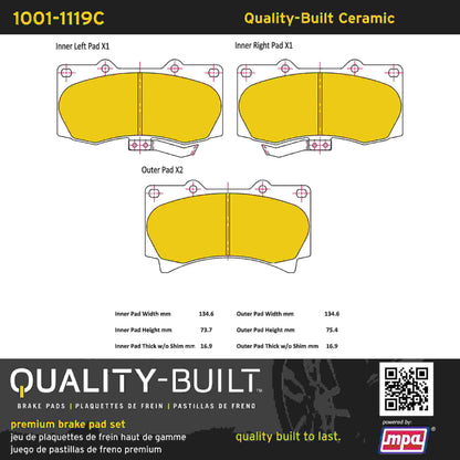 Quality-Built Quality-Built Premium Ceramic Brake Pads w/ Hardware 1001-1119C