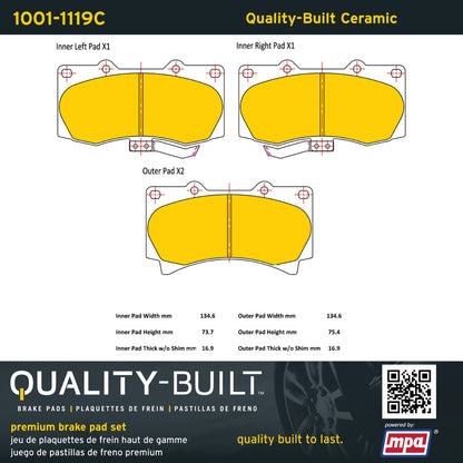 Quality-Built Quality-Built Premium Ceramic Brake Pads w/ Hardware 1001-1119C