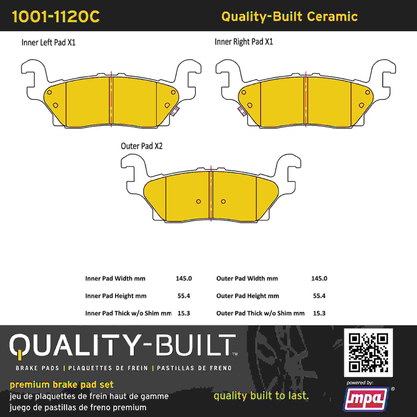 Quality-Built Quality-Built Premium Ceramic Brake Pads w/ Hardware 1001-1120C
