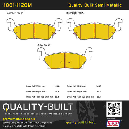 Quality-Built Quality-Built Premium Semi-Metallic Brake Pads w/ Hardware 1001-1120M