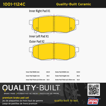 Quality-Built Quality-Built Premium Ceramic Brake Pads w/ Hardware 1001-1124C