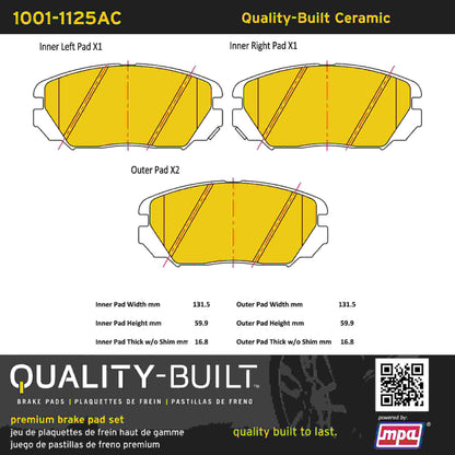 Quality-Built Quality-Built Premium Ceramic Brake Pads w/ Hardware 1001-1125AC