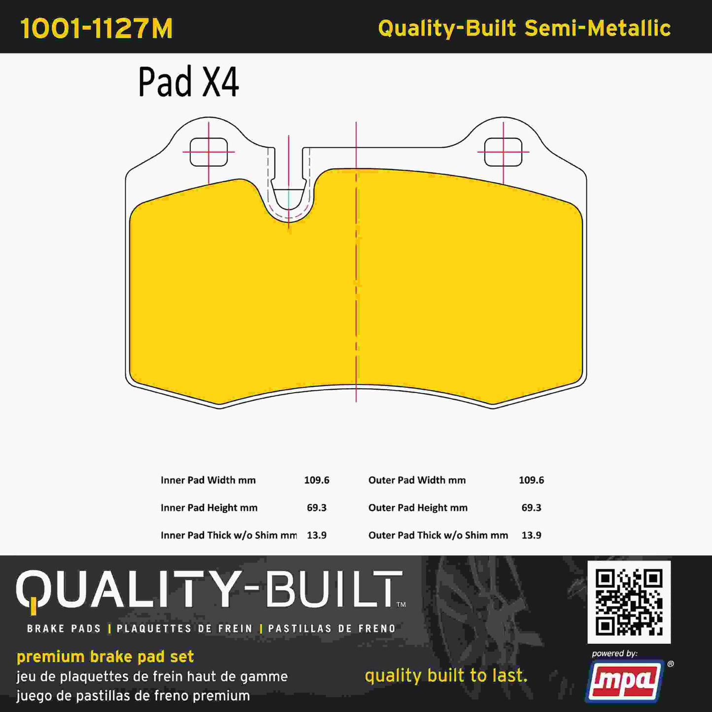 Quality-Built Quality-Built Premium Semi-Metallic Brake Pads 1001-1127M