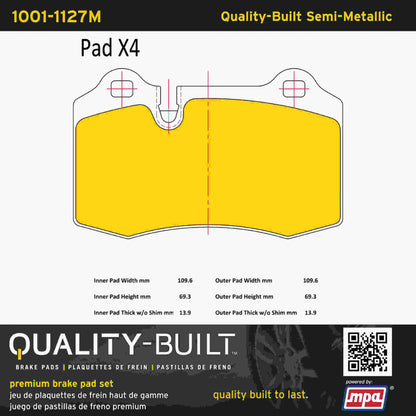 Quality-Built Quality-Built Premium Semi-Metallic Brake Pads 1001-1127M