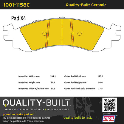 Quality-Built Quality-Built Premium Ceramic Brake Pads w/ Hardware 1001-1158C