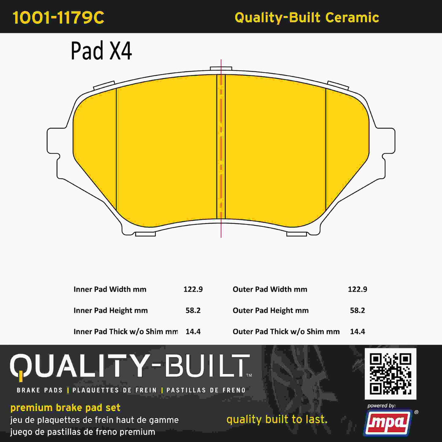 Quality-Built Quality-Built Premium Ceramic Brake Pads w/ Hardware 1001-1179C