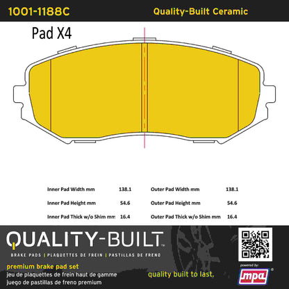 Quality-Built Quality-Built Premium Ceramic Brake Pads w/ Hardware 1001-1188C