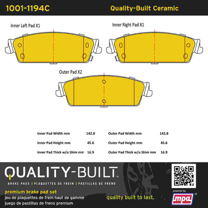 Quality-Built Quality-Built Premium Ceramic Brake Pads w/ Hardware 1001-1194C