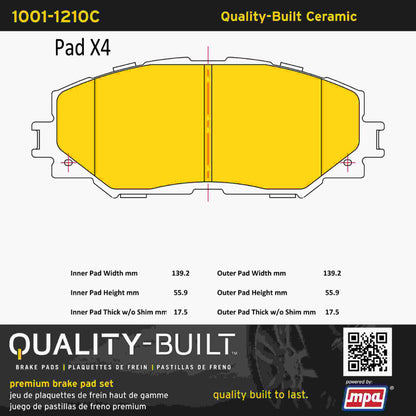 Quality-Built Quality-Built Premium Ceramic Brake Pads w/ Hardware 1001-1210C