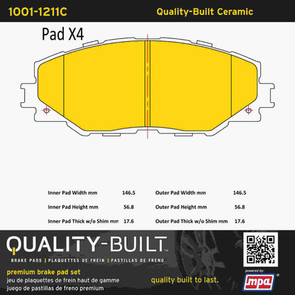 Quality-Built Quality-Built Premium Ceramic Brake Pads w/ Hardware 1001-1211C