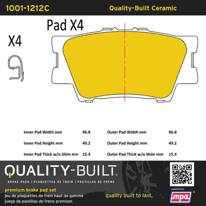 Quality-Built Quality-Built Premium Ceramic Brake Pads w/ Hardware 1001-1212C