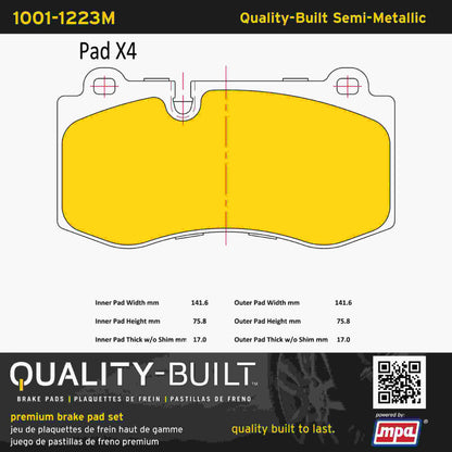 Quality-Built Quality-Built Premium Semi-Metallic Brake Pads w/ Hardware 1001-1223M