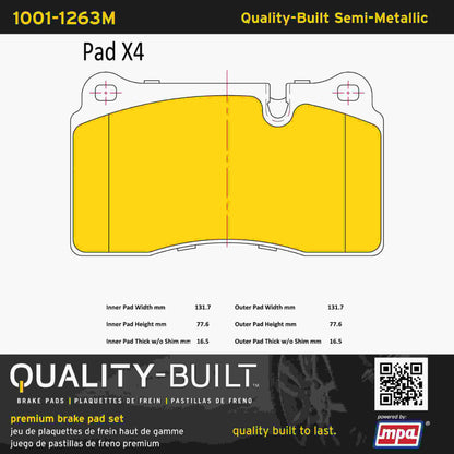 Quality-Built Quality-Built Premium Semi-Metallic Brake Pads w/ Hardware 1001-1263M