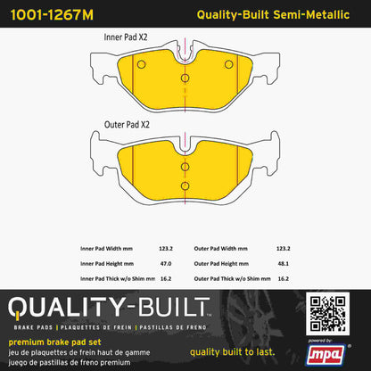 Quality-Built Quality-Built Premium Semi-Metallic Brake Pads w/ Hardware 1001-1267M