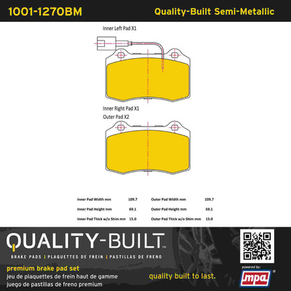 Quality-Built Quality-Built Premium Semi-Metallic Brake Pads 1001-1270BM