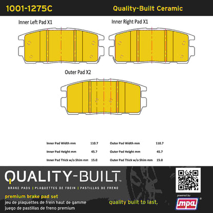 Quality-Built Quality-Built Premium Ceramic Brake Pads w/ Hardware 1001-1275C