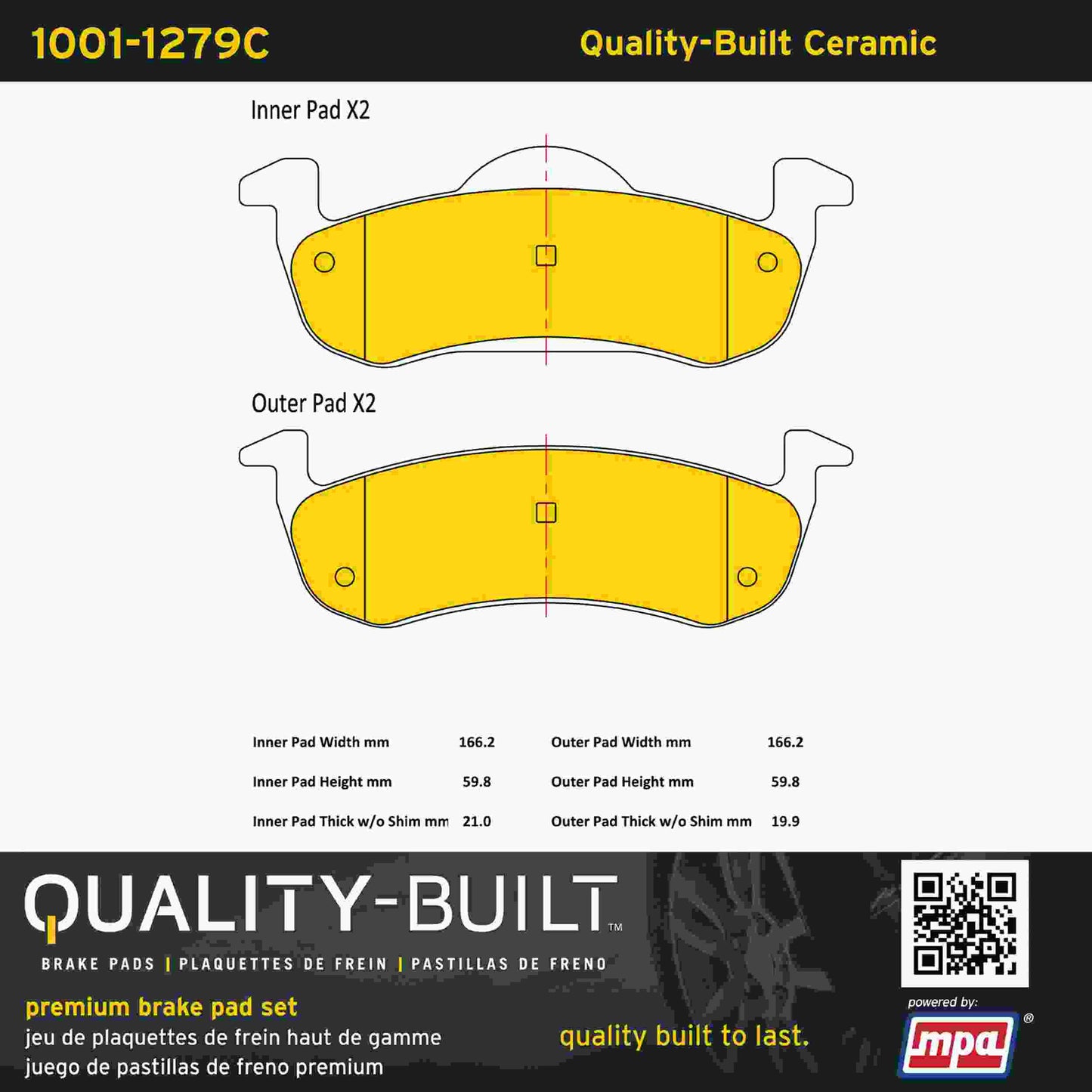 Quality-Built Quality-Built Premium Ceramic Brake Pads w/ Hardware 1001-1279C