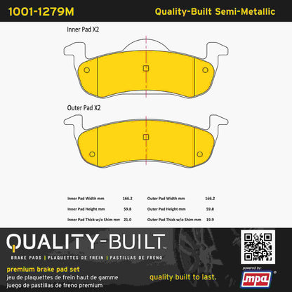 Quality-Built Quality-Built Premium Semi-Metallic Brake Pads w/ Hardware 1001-1279M