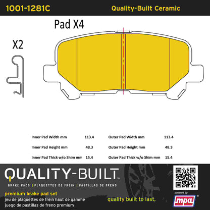 Quality-Built Quality-Built Premium Ceramic Brake Pads w/ Hardware 1001-1281C