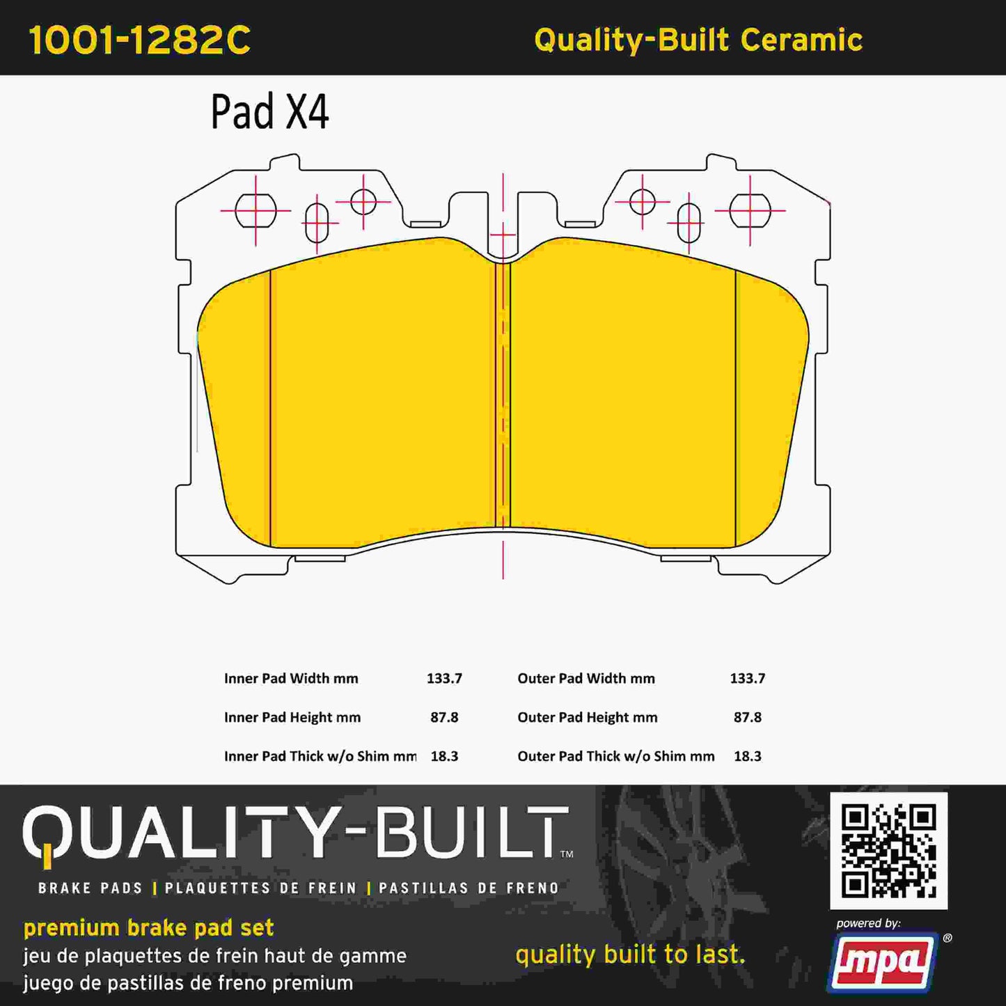 Quality-Built Quality-Built Premium Ceramic Brake Pads w/ Hardware 1001-1282C
